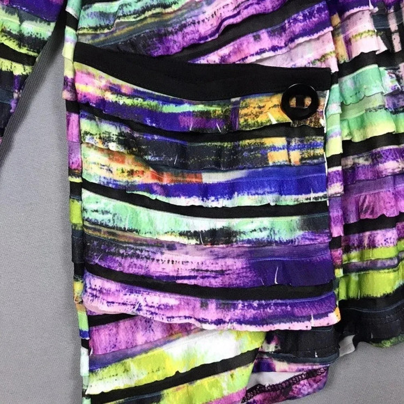 IC BY CONNIE K Textured Tiered Ruffle Tunic Top Size XL Pockets Colorful Artsy - Picture 7 of 15